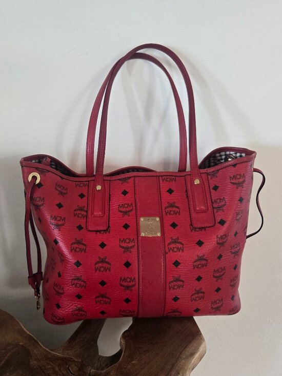 MCM Handbags - MCM Ruby Red Visetos Liz reversible large tote